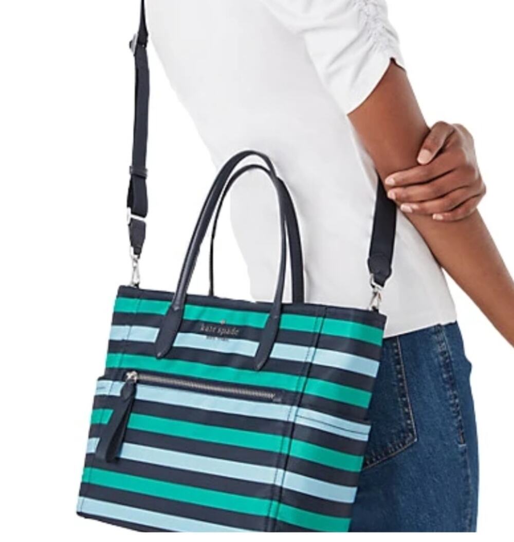 6051) Kate Spade New York Chelsea Foliage Stripe Medium Satchel NWOT
